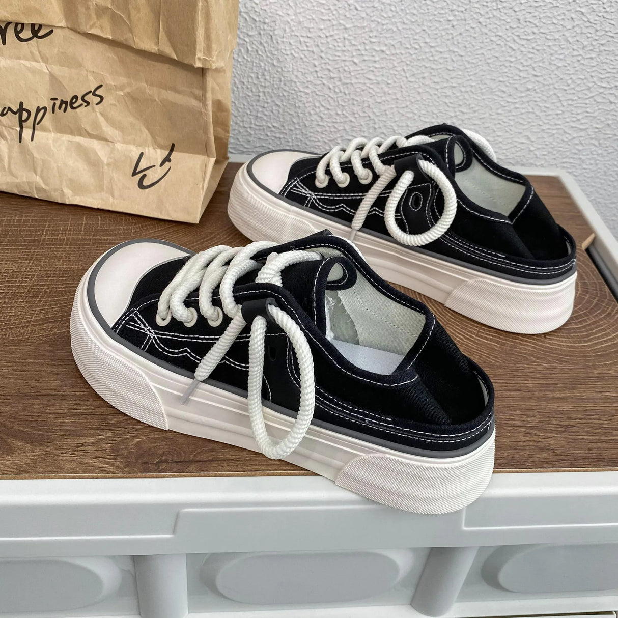 Women Canvas Sneakers Non Slip Lace Up Flats