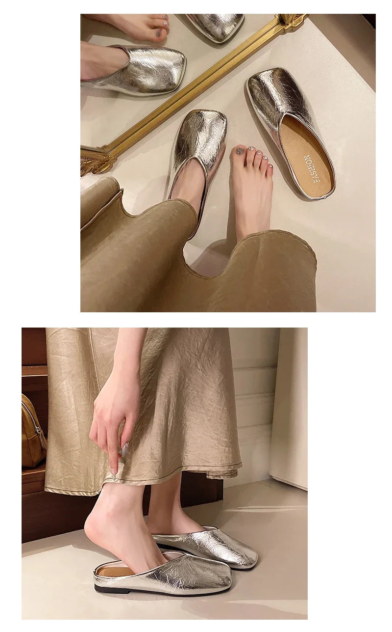 Women Mules Closed Toe Flat Slides