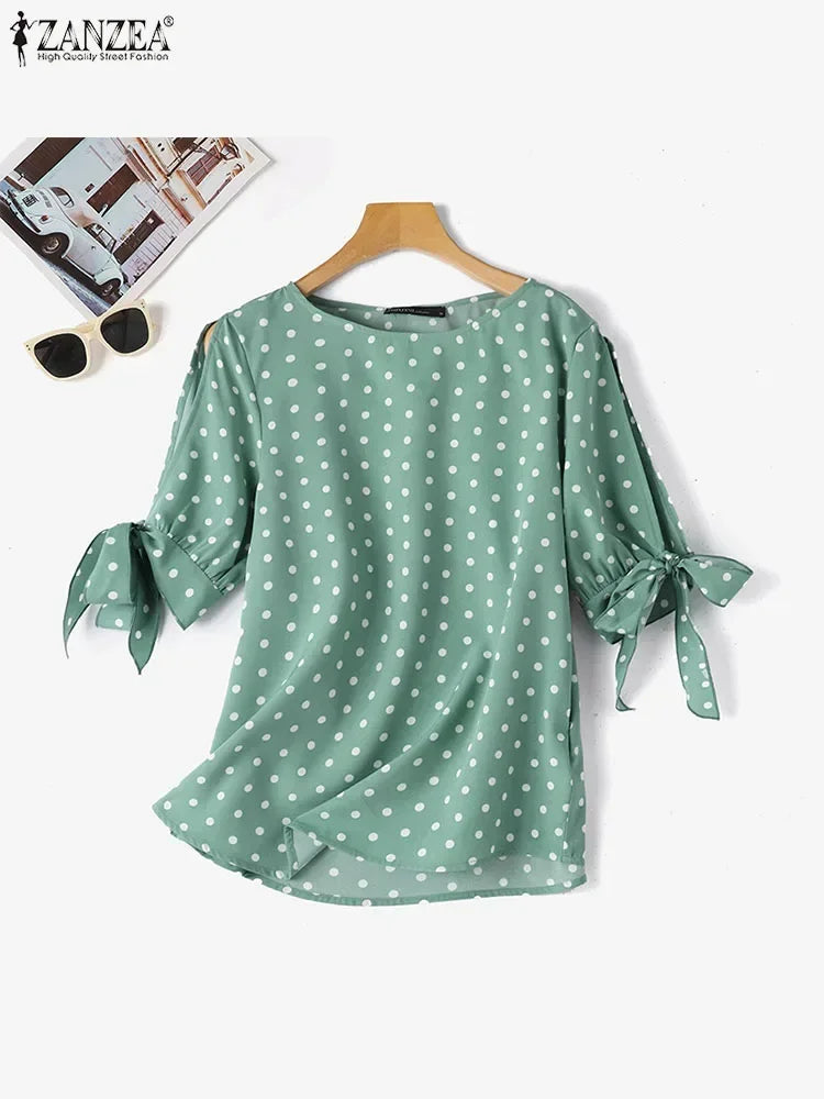 Women Polka Dot Oversize Tunic Top