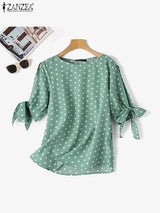 Women Polka Dot Oversize Tunic Top
