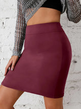 Women Solid Elastic Bodycon Skirt