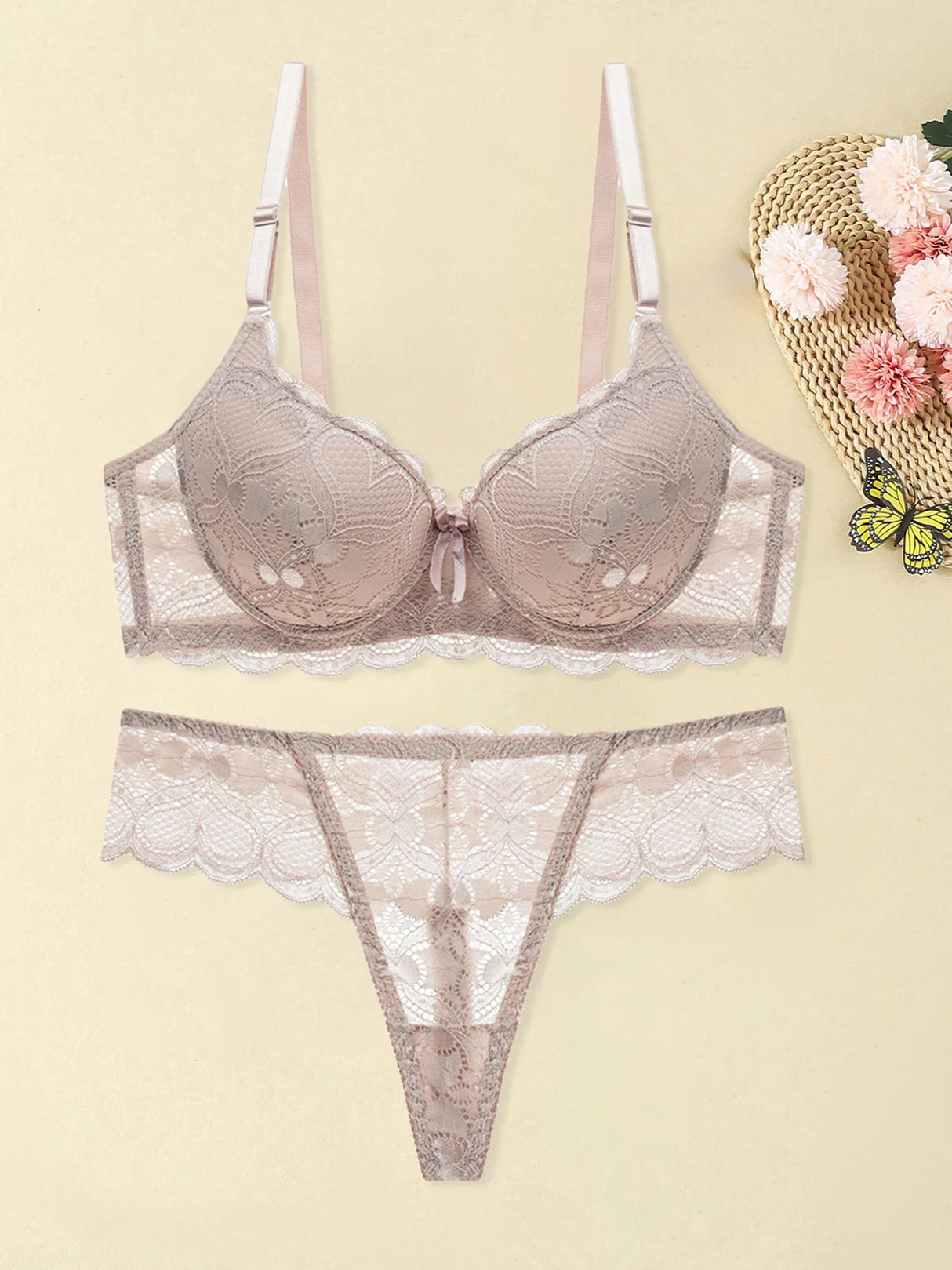 Women Floral Lace Garter Set