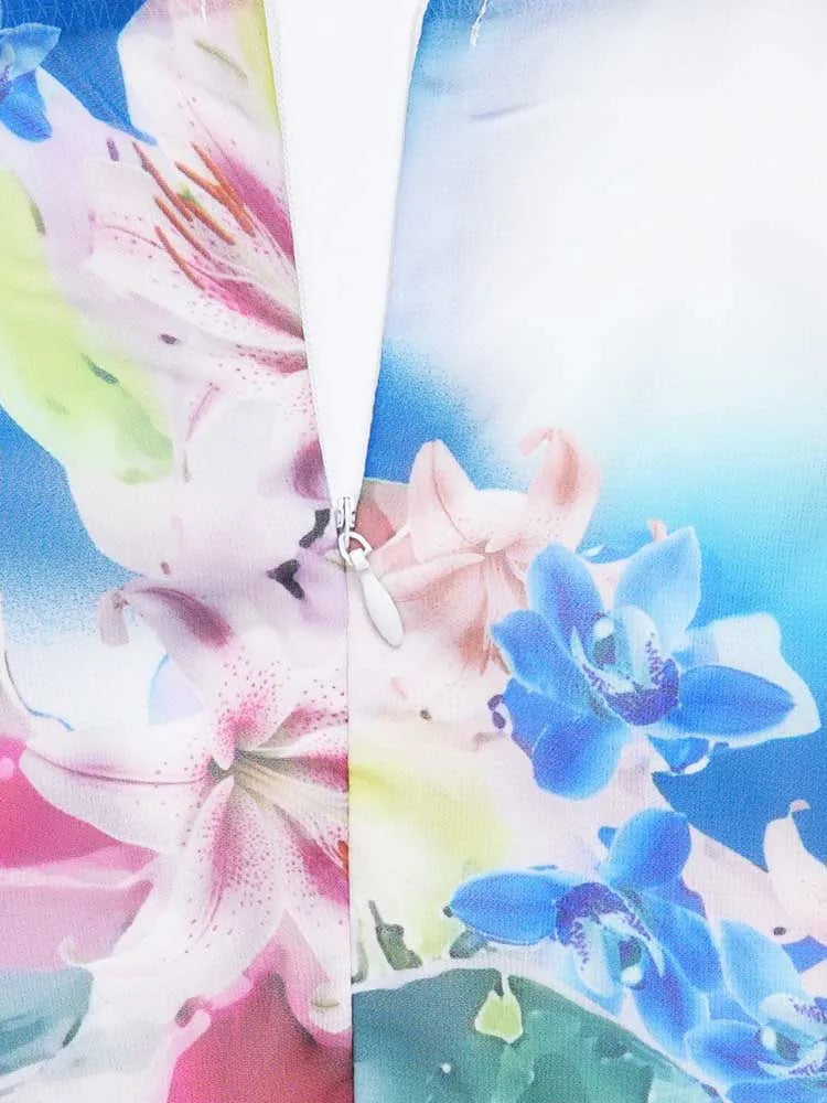 Women V-Neck Chiffon Print Dress