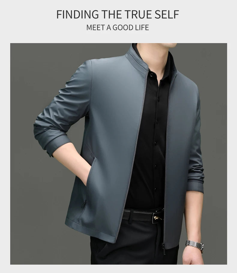 Men Stand Collar Zipper Jacket