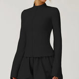 Women's Standing Collar Long Sleeve Yoga Jacket – Summer Training Top