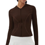 Women Slim Fit Hooded Fitness Jacket