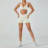 Women Deep V Hollow Back Sports Bra