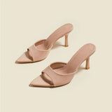 Slim Heel Pointed Toe Patent Slippers – 2025