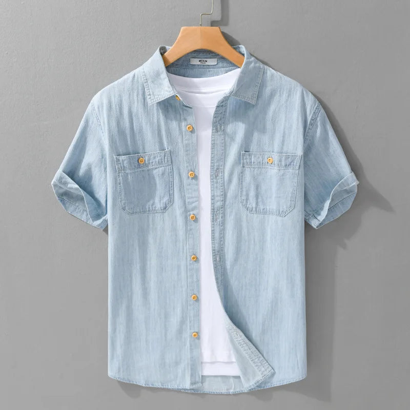 Men Denim Short Sleeve Shirt