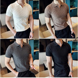 Men Polo Collar Slim Fit Knit Sweater