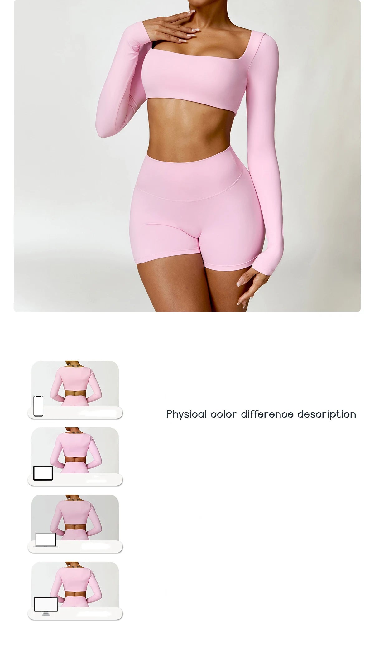 Women's Seamless Long Sleeve Yoga Crop Top – Quick-Dry Square Neck Gym Shirt