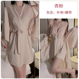 Women Bow Robe Sleep Set