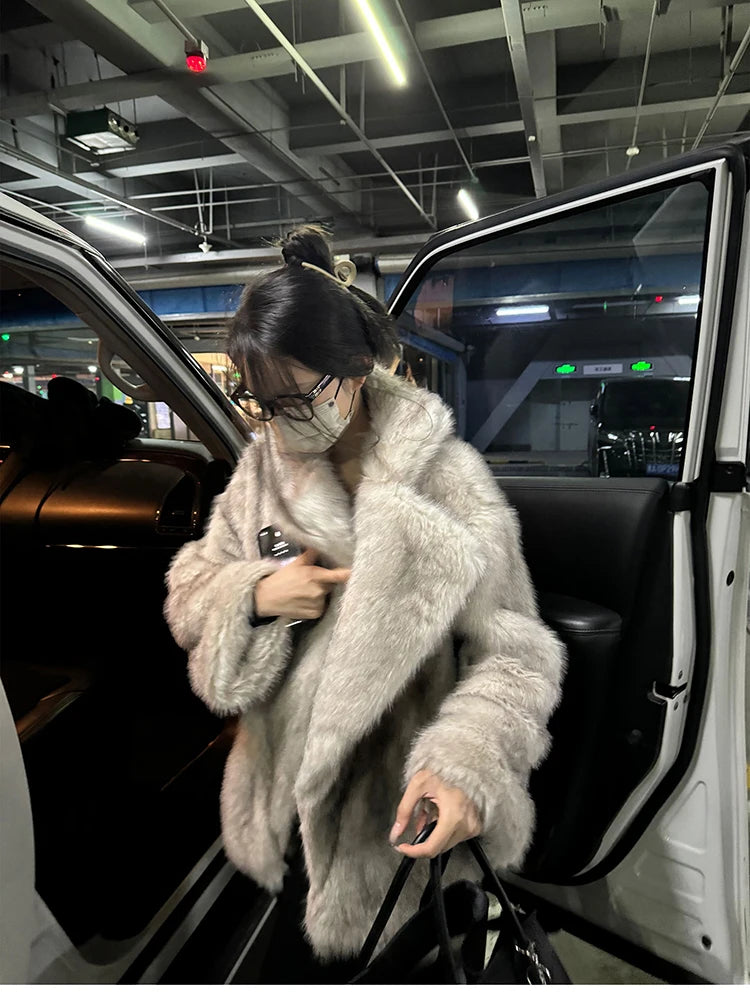 Oversized Faux Fox Fur Winter Coat