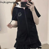 Black Cute Zipper Hoodie