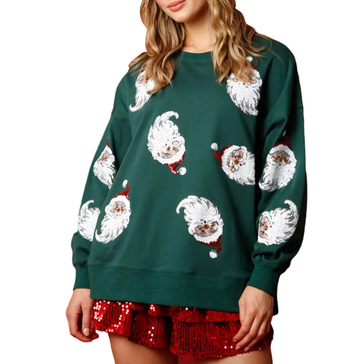 Women's Santa Claus Sequin Sweatshirt