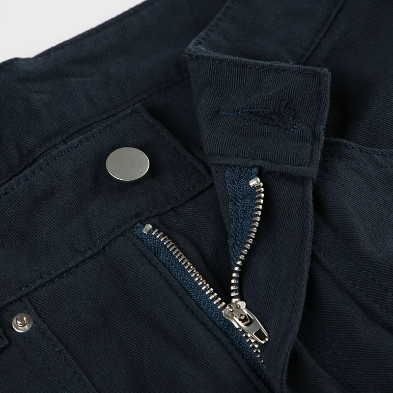 Women Low-Waist Rivet Wide Jeans