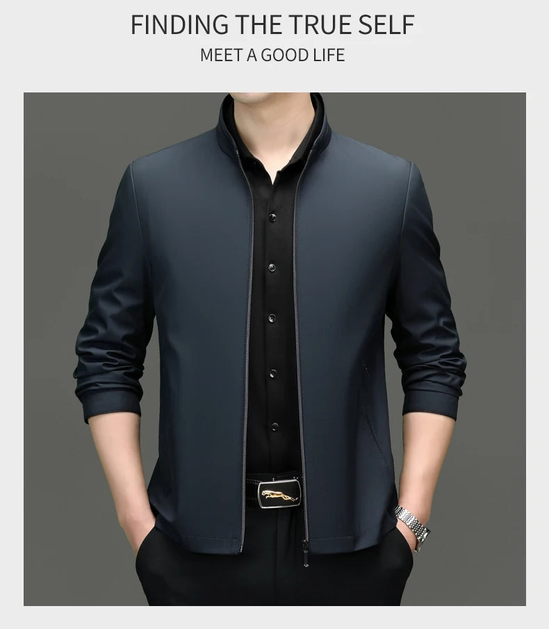 Men Stand Collar Zipper Jacket