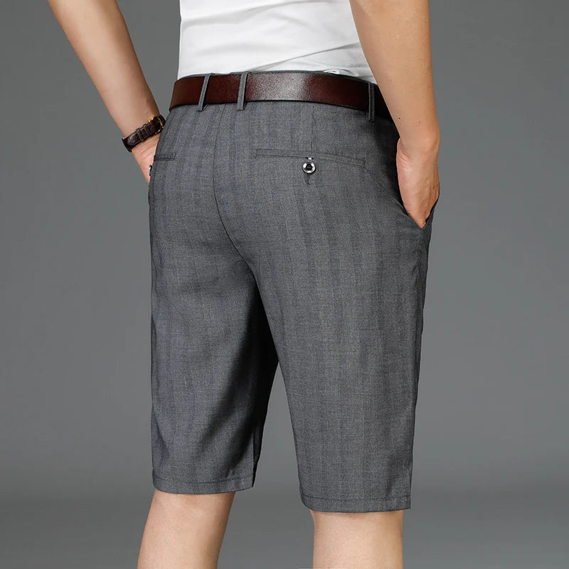 Men Striped Business Shorts