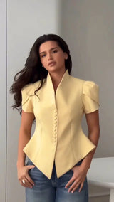 Elegant Women's Slim Waist Blazer Coat