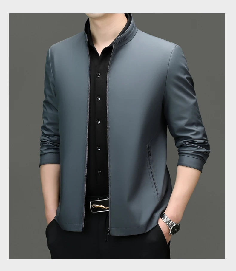 Men Stand Collar Zipper Jacket