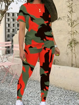 Women Plus Size Printed Casual Set