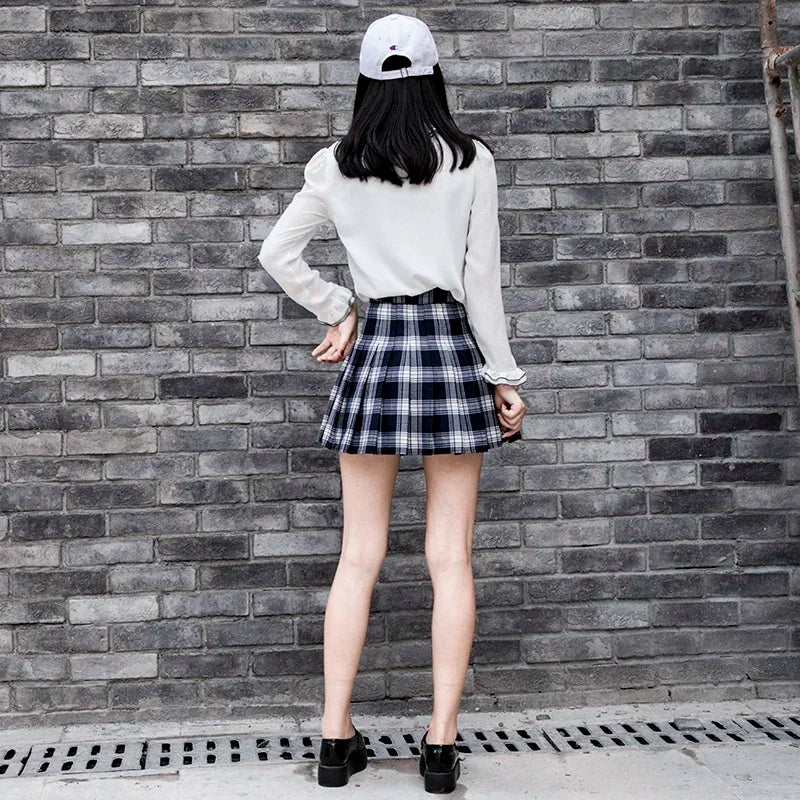 Women Plaid A-line Sailor Skirt