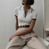 Women's Slim Contrast Knit Pullover