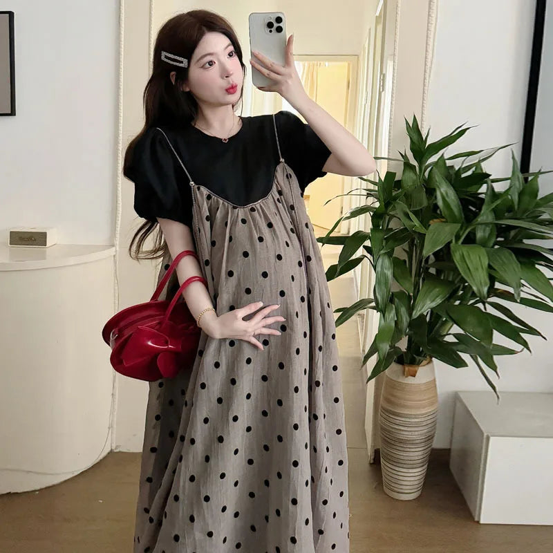 Summer Maternity Two-Piece Skirt Set
