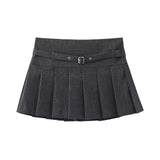 Women's Pleated Belted Skort Shorts