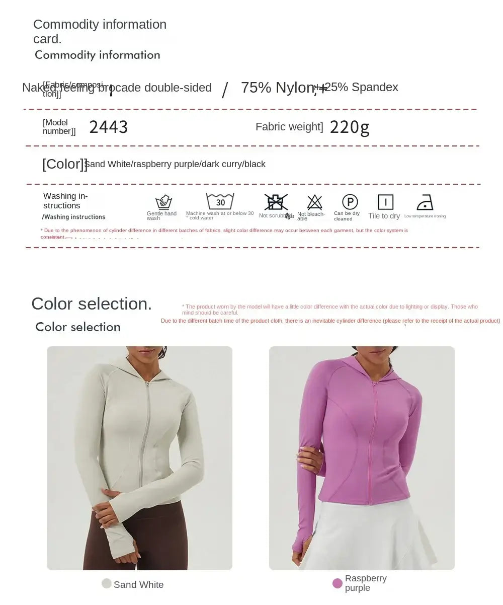 Women Slim Fit Hooded Fitness Jacket