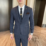 Men Plaid 3-Piece Business Suit
