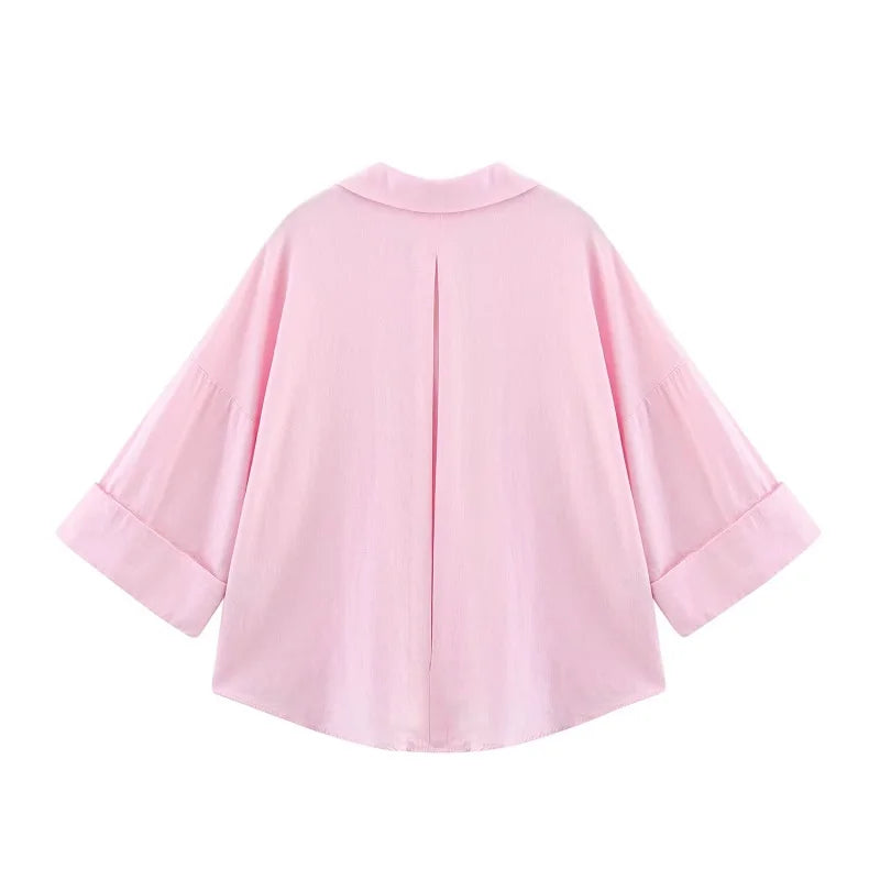 Women Striped Oversize Shirt Blouse