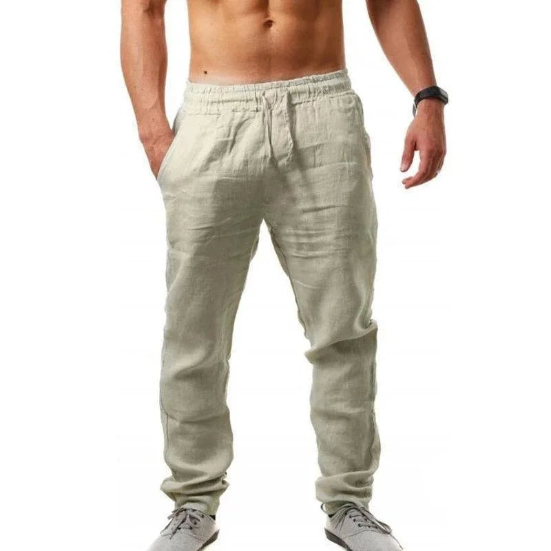 Men Cotton Hemp Casual Pants