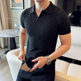 Men Polo Collar Slim Fit Knit Sweater