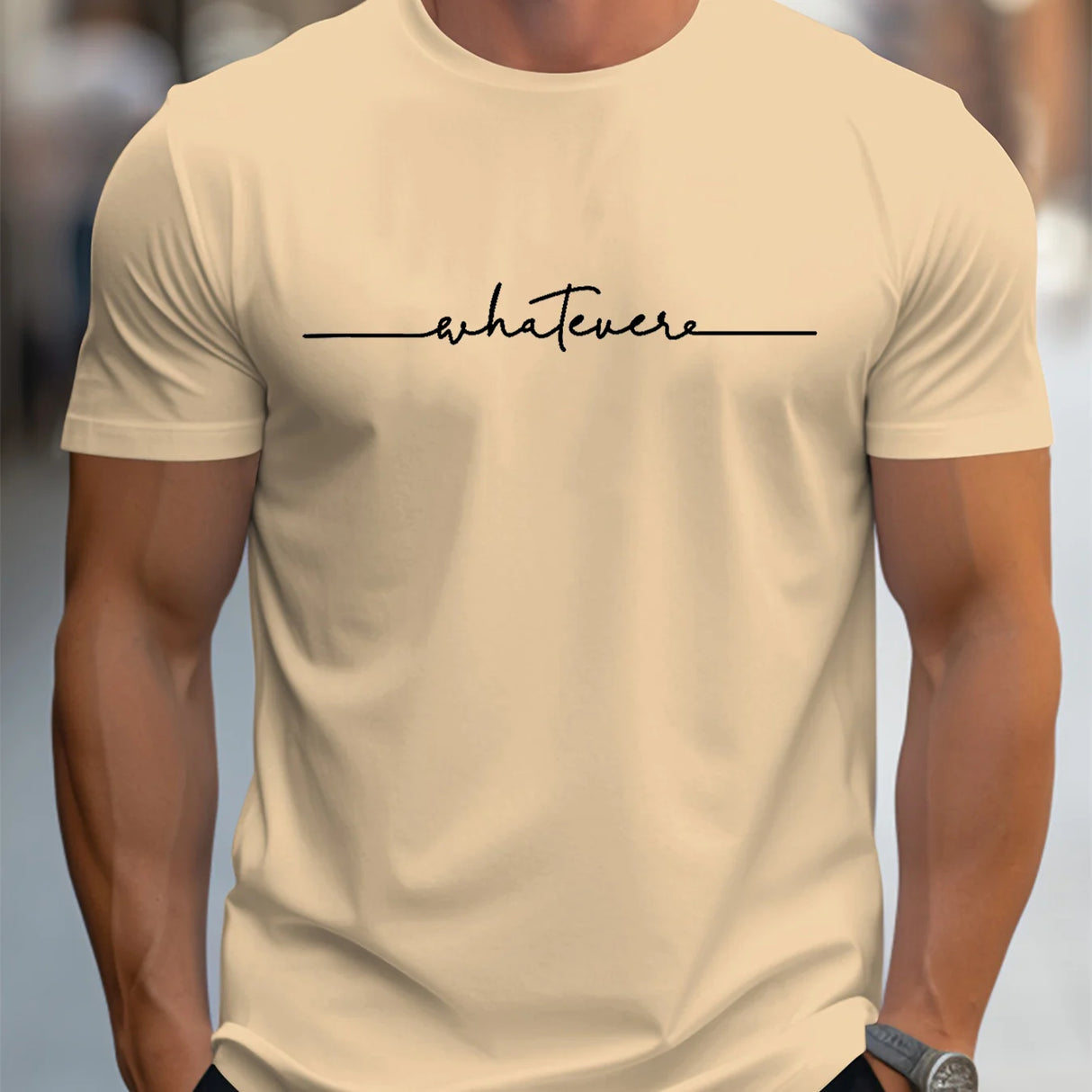 Men Letter Print Cotton Tee