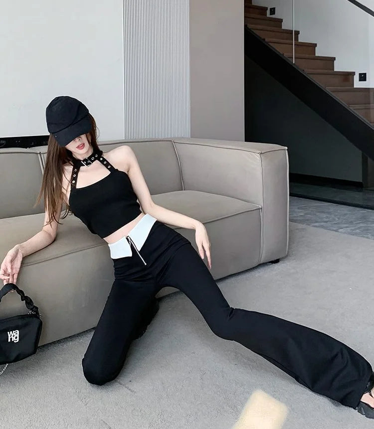 Women Flare Zipper Leggings