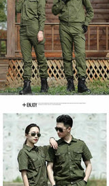 Summer cotton green work suit for welding protection, featuring stylish design and durable fabric, ideal for safety wear.