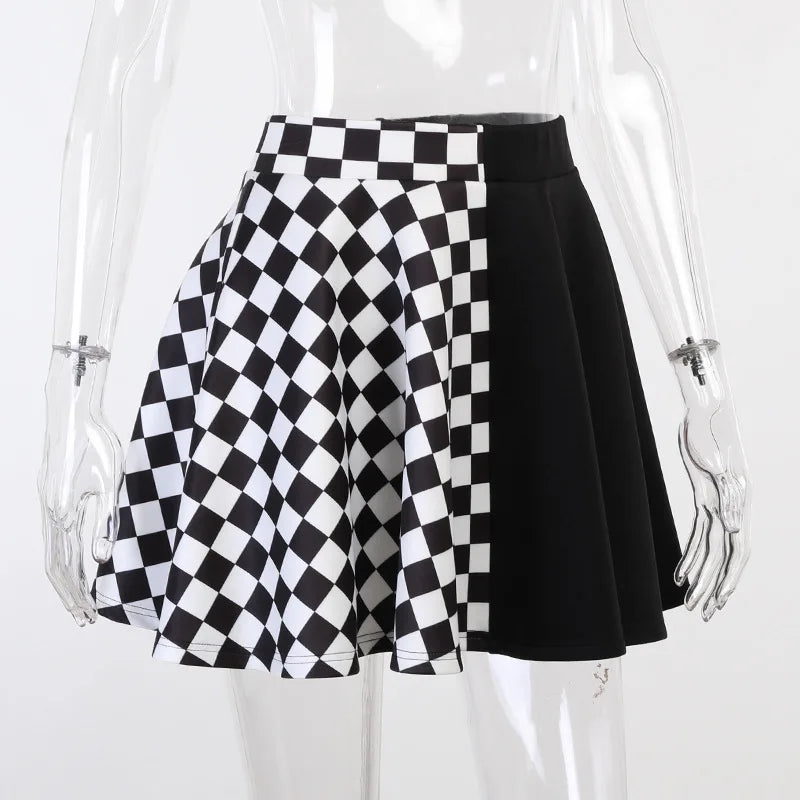 Women Colorblock Pleated Skirt