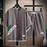 Men Waffle Print Shorts Set