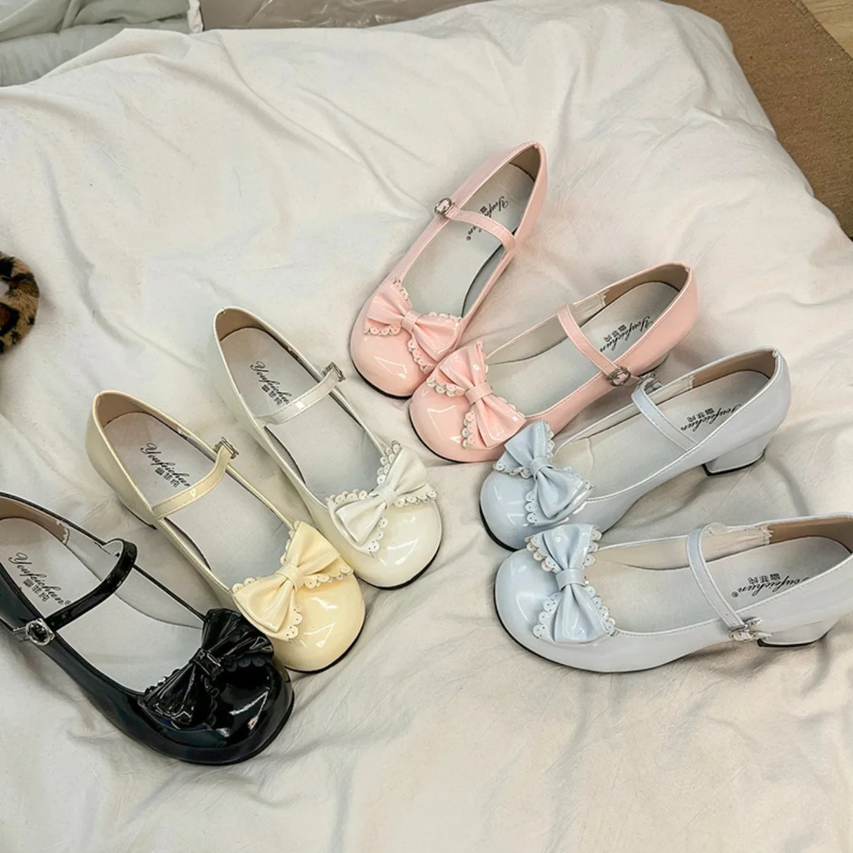 Lolita Round Toe Pumps – Cute Bow Midi Heels 2025