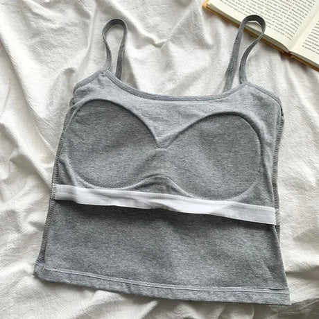 CottoForm™ Padded Cotton Camisole in grey, featuring a slim fit and summer sleeveless design, perfect for women.