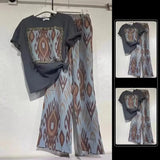 Women Summer Patchwork T-Shirt Pants Set