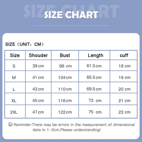 Size chart for pediatric nursing uniform, including shoulder, bust, length, and cuff measurements in centimeters.