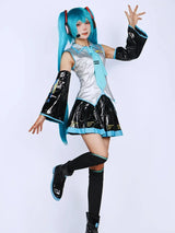 Hatsune Miku Silver Leather Cosplay Costume