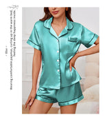 Women Satin Button Down Pajama Set