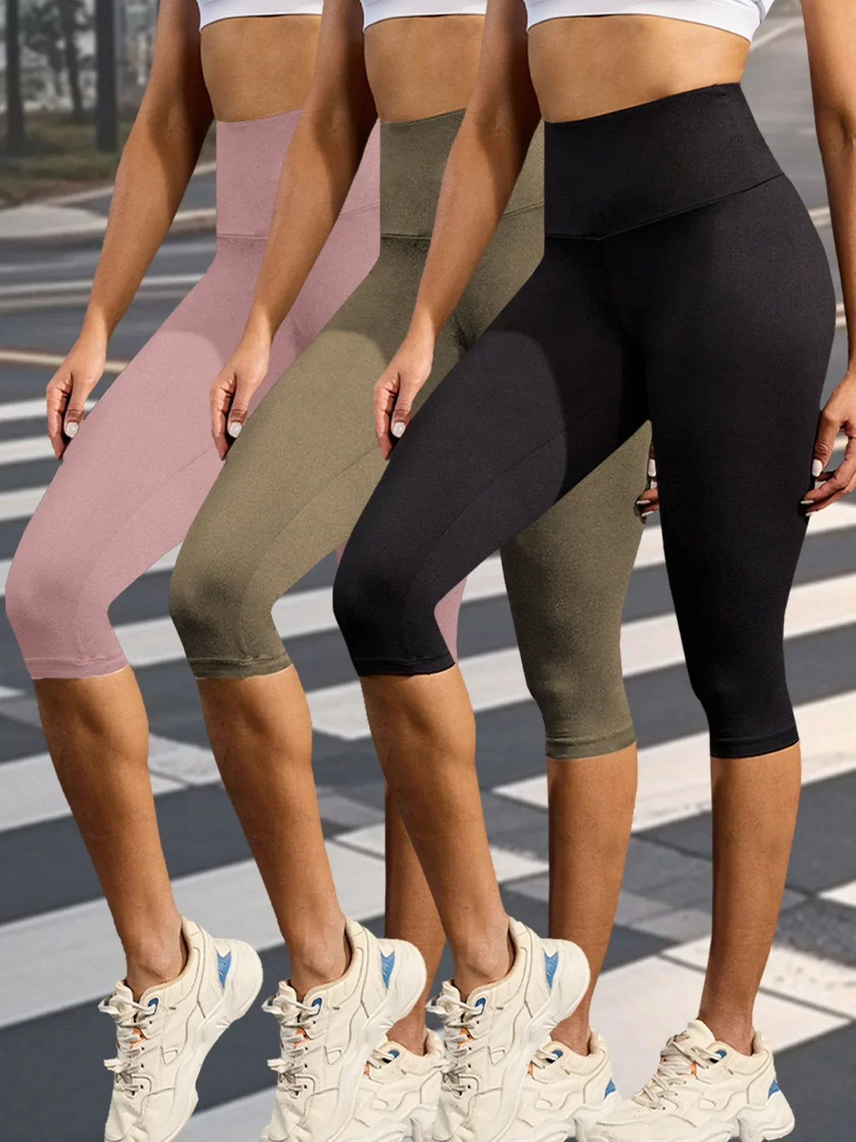 Women 3-Pack High Waist Capri Yoga Leggings