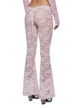 Women Lace Flare See-Through Pants