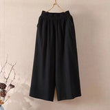 Women Wide Leg Cropped Pants with Pockets