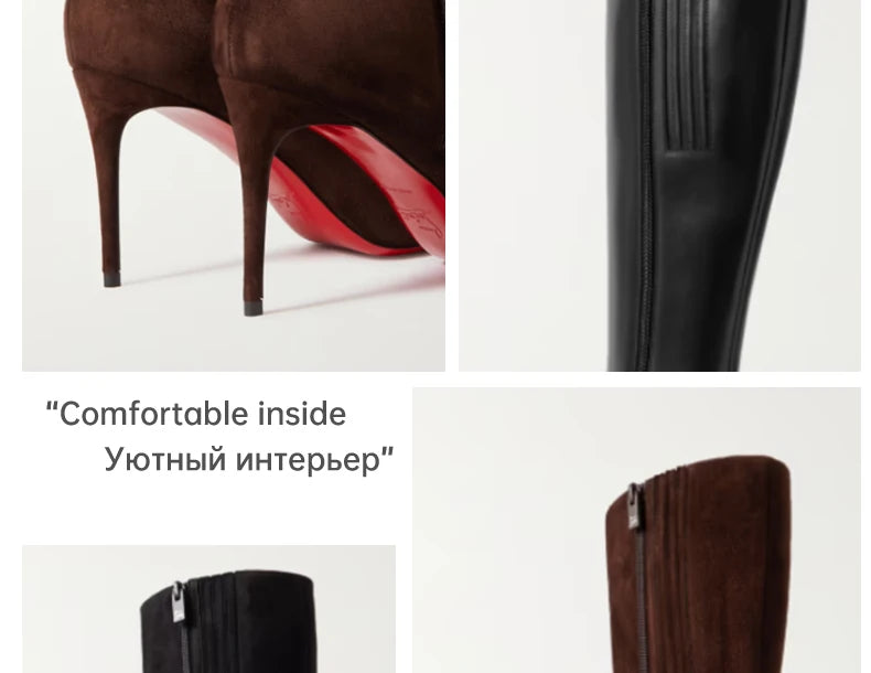 Women Pole Knee High Designer Boots – Sexy Leather High Heel