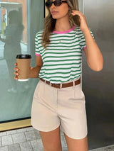Striped Y2K Style T-Shirt for Women